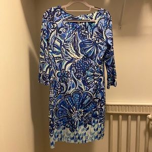 Lilly Pulitzer blue nautical dress, 3/4 length arms